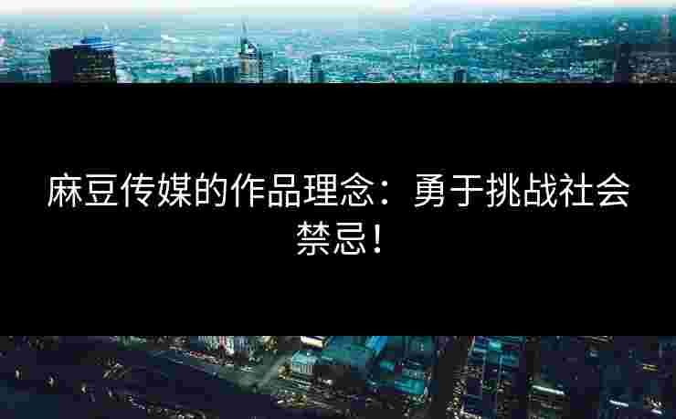 麻豆传媒的作品理念：勇于挑战社会禁忌！